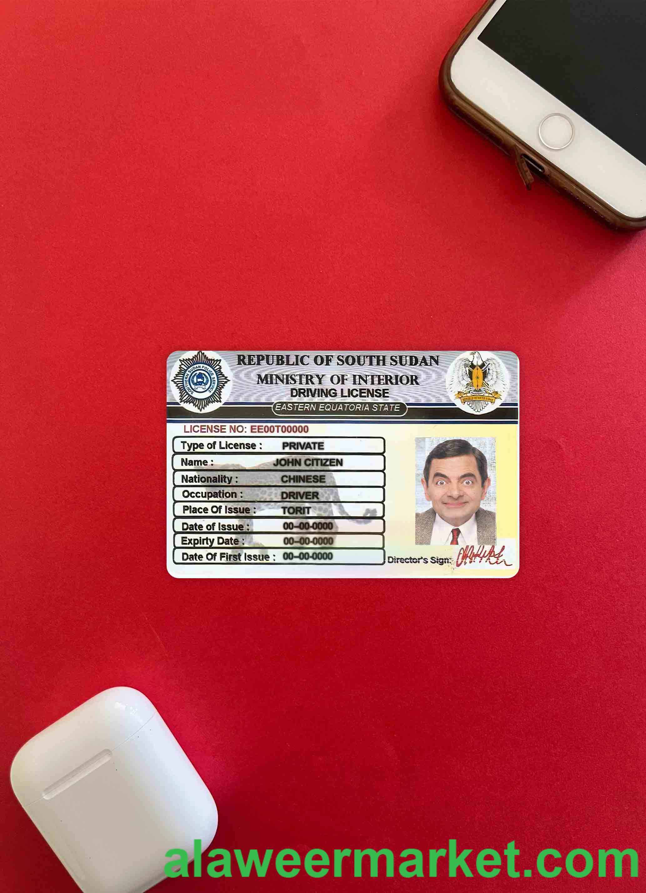 South Sudan driving license photolook FRONT